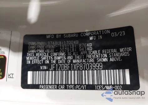 2023 Subaru Brz Limited from USA, damaged, VIN JF1ZDBF1XP8703999